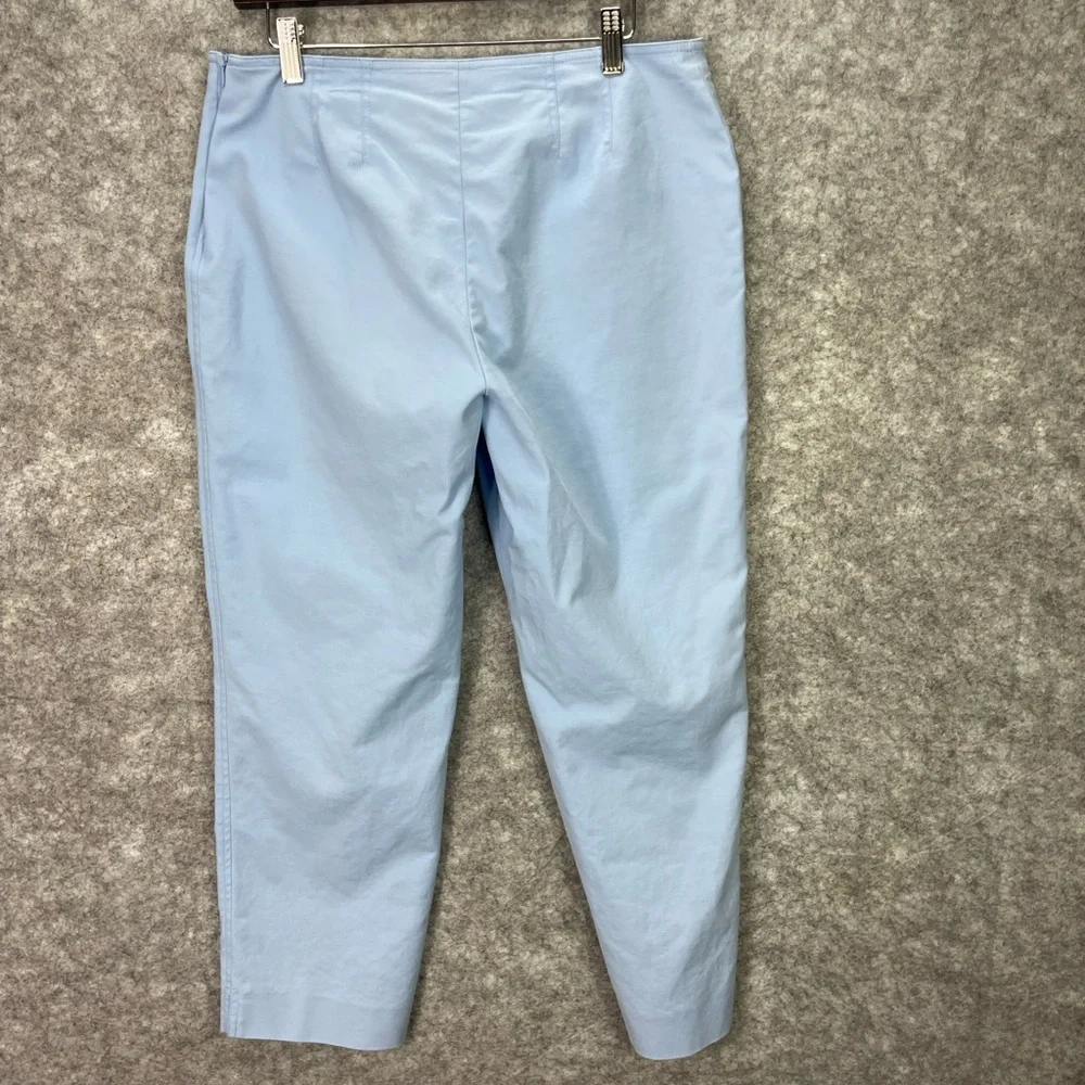 St. John Pants Womens 10 Pastel Blue Cropped Ankle Side Zip Dressy Made in USA